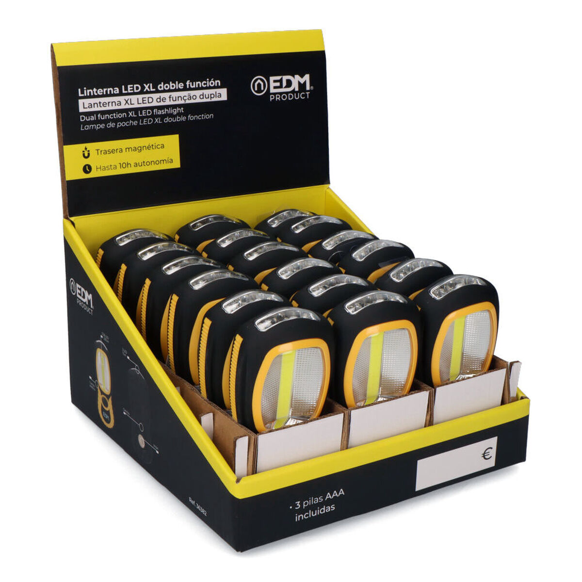 Lygte LED EDM 36382 Cob XL 3 W Dobbeltfunktion Krog Magnet